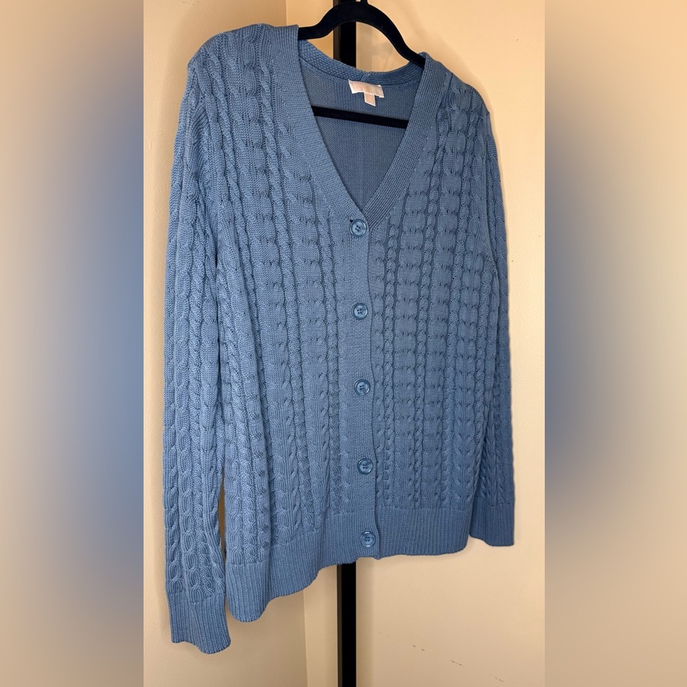 Cotton Rayon Belle by Kim Gravel Sky Blue Knit Cardigan